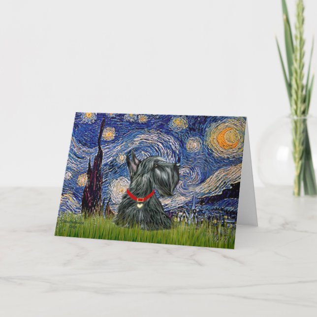 Carte Scottish Terrier 12c -Starry Night (Devant)