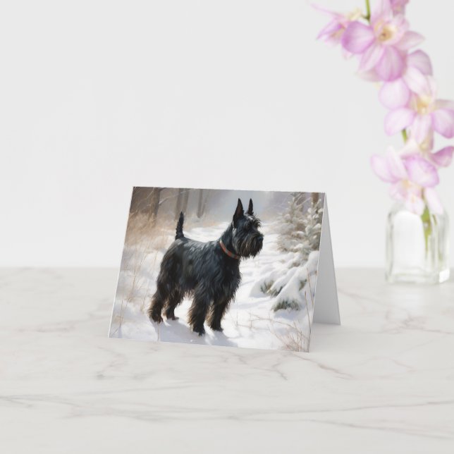 Carte Scottish Terrier Laisser Il Neige Noël (Orchidée)
