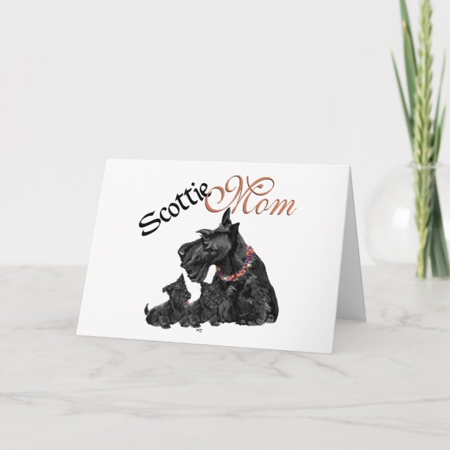 Carte Scottish Terrier Mom & Pups for Mother's Day (Devant)