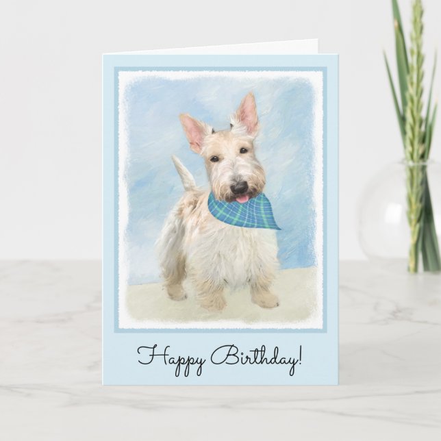 Carte Scottish Terrier Wheaten Dog Painting Art original (Devant)