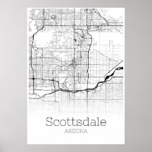 Carte Scottsdale - Arizona - Poster de carte de vi