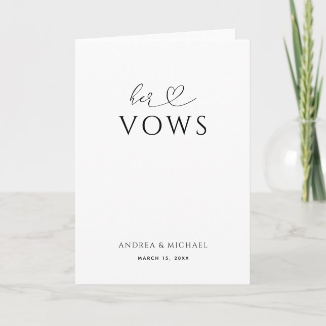 Carte Script Coeur romantique Moderne Ses Vows Mariages (Devant)