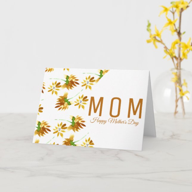 Carte Script de fête des mères à l'aquarelle florale (Fleur jaune)