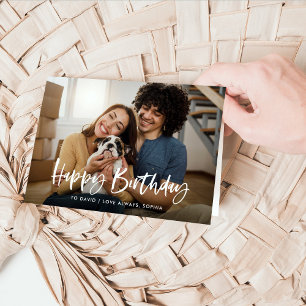 Carte Script décontracté et photo Joyeux anniversaire