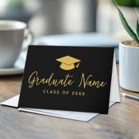 Script Grad Name avec Casquette - Graduation Black