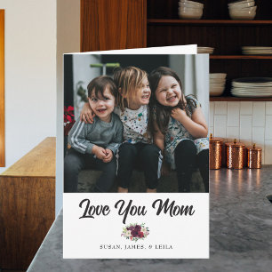 Carte Script "Je t'aime Maman" avec Photo