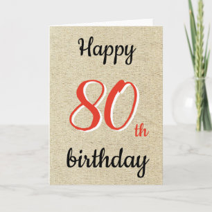 Carte Script Joyeux Anniversaire Rustique 80e Anniversai