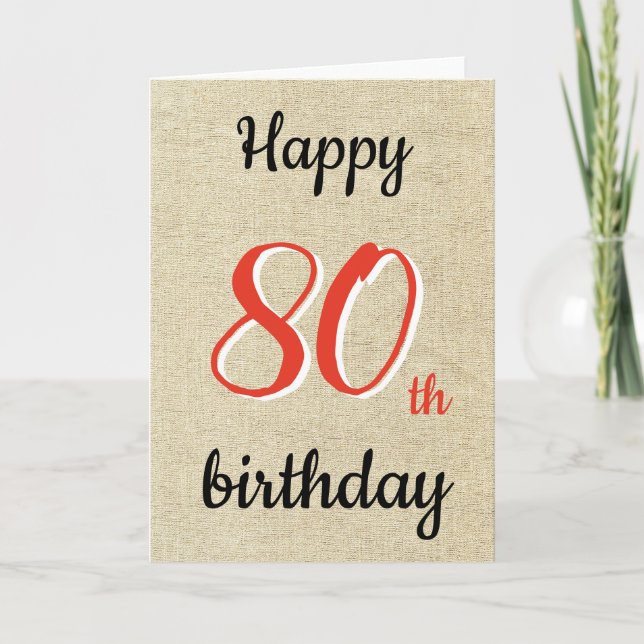 Carte Script Joyeux Anniversaire Rustique 80e Anniversai (Devant)