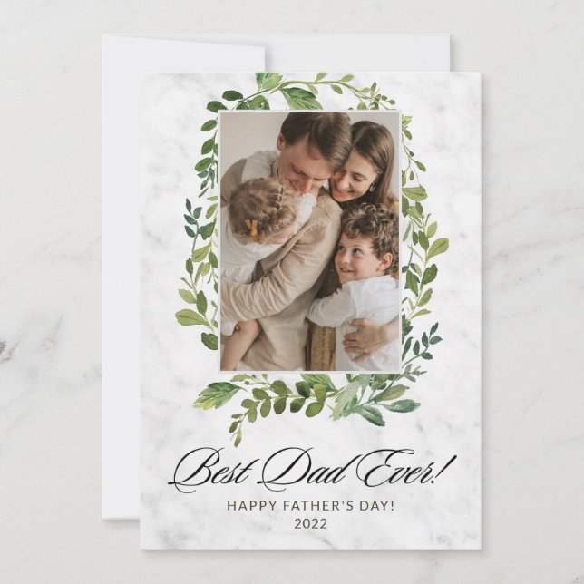 Carte Script Moderne Meilleur Papa Feuille Fête des Père (Devant)