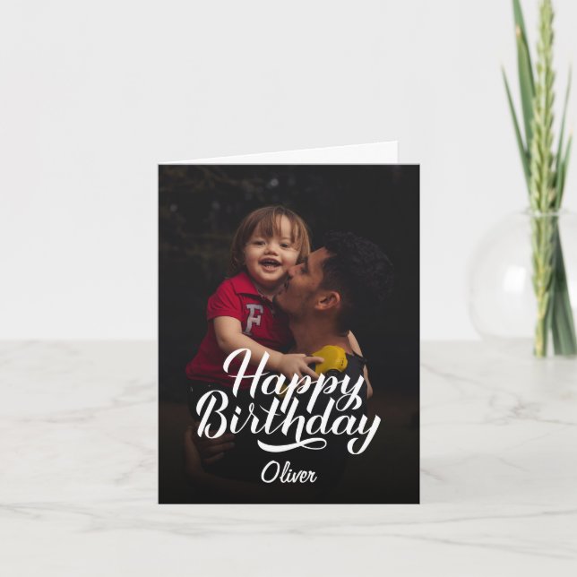 Carte Script moderne simple et photo | Joyeux anniversai (Devant)