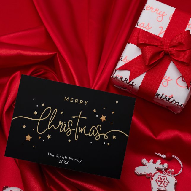 Carte Script Noël et photo intérieure Black Holiday (Créateur téléchargé)