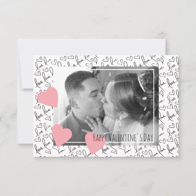 Carte Script photo de coeurs dessinés à la main pour la  (Devant)