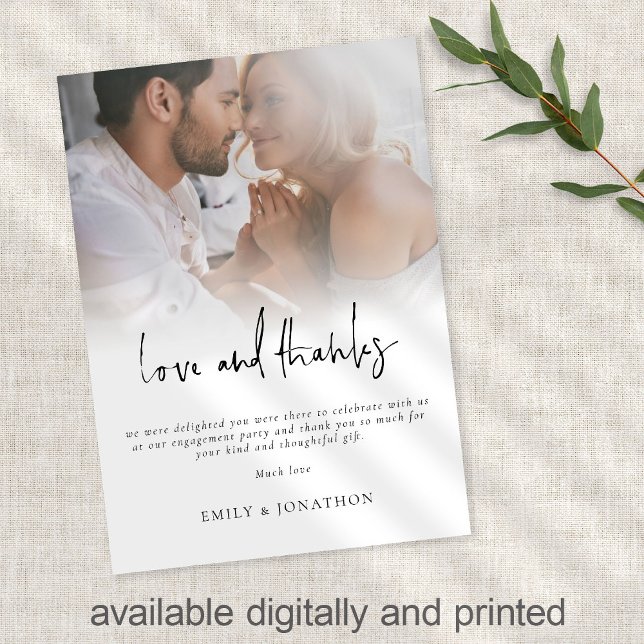 Carte Script photo moderne Fiançailles amour et merci (Créateur téléchargé)