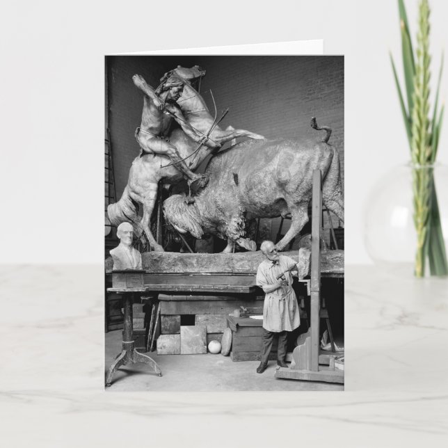 Carte Sculpture en chasse de Buffalo, les années 1900 (Devant)