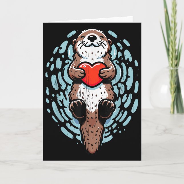 Carte Sea Otter Valentines Heart Lover Funny Boys Men Gi (Devant)