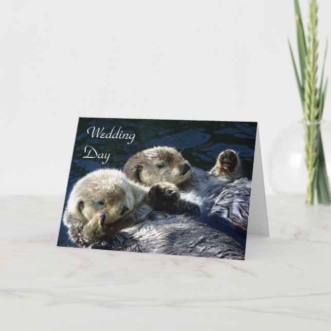 Carte Sea-otters wedding day card (Devant)
