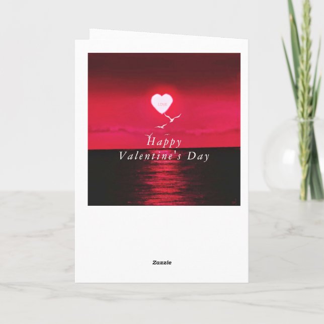 Carte Sea Sunset Heart Love Valentine's Day Card (Dos)