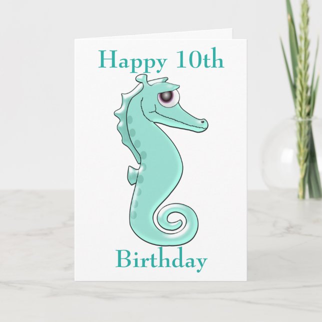 Carte Seahorse Design Personnalisé 10e anniversaire (Devant)