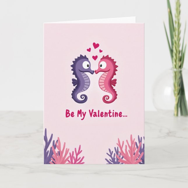 Carte Seahorse Love Valentine Card (Devant)