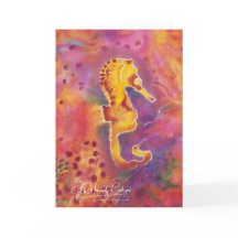 Seahorse; reproduction de soie imprimée à la main.