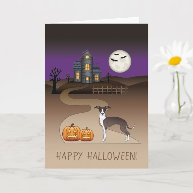 Carte Seal And White Iggy Et Maison Hantée Halloween (Petite plante)