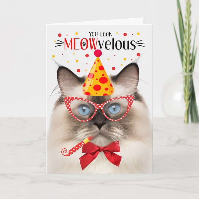Carte Seal Point Ragdoll Chat MEOWvelous Anniversaire (Devant)
