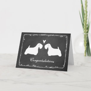 Carte Sealyham Terrier Silhouettes Mariages Félicitation
