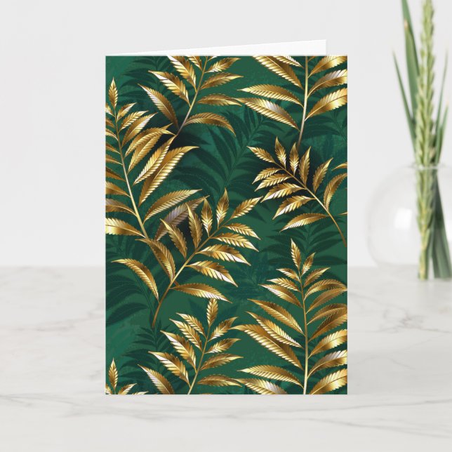 Carte Seamless pattern with golden ferns (Devant)
