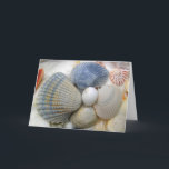 Carte Seashells Christian Friend Anniversaire<br><div class="desc">Coquillages bleus, carte d'anniversaire chrétienne avec des écritures de Proverbes : "Un ami aime en tout temps". Photographie de coquillage sur le devant et texte personnalisé à l'intérieur. Parfait pour un anniversaire d'été saluant pour un meilleur ami.</div>