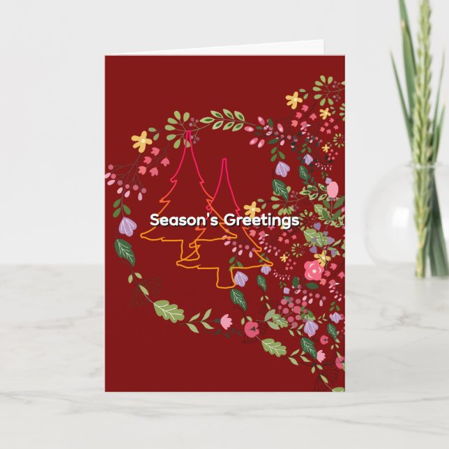 Carte Season's Greetings Dk Red Holiday Christmas  (Devant)
