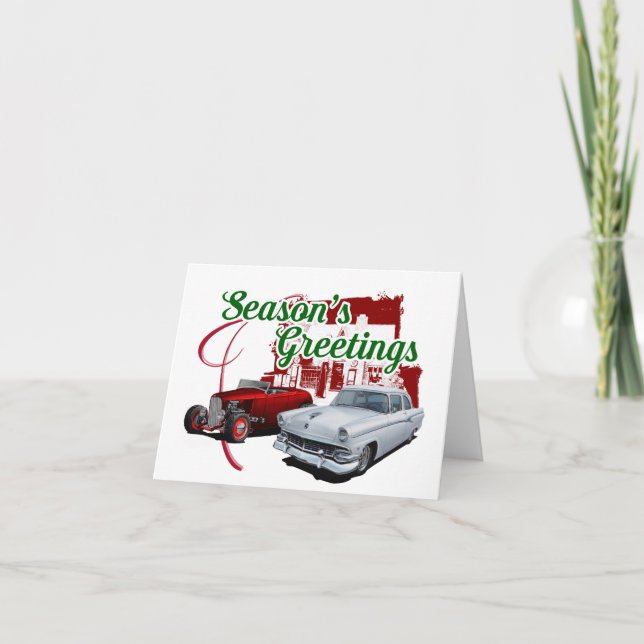 Carte Seasons Greetings Hot Rods (Devant)