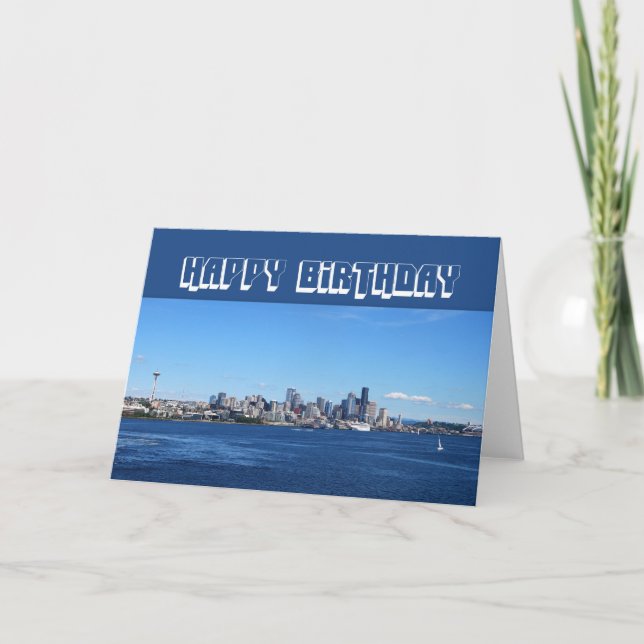Carte Seattle Skyline Joyeux anniversaire (Devant)