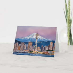 Carte Seattle Washington Mont Rainier Aquarelle