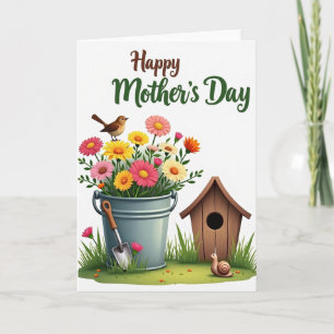 Carte Seau de Jardin Floral en Fleur