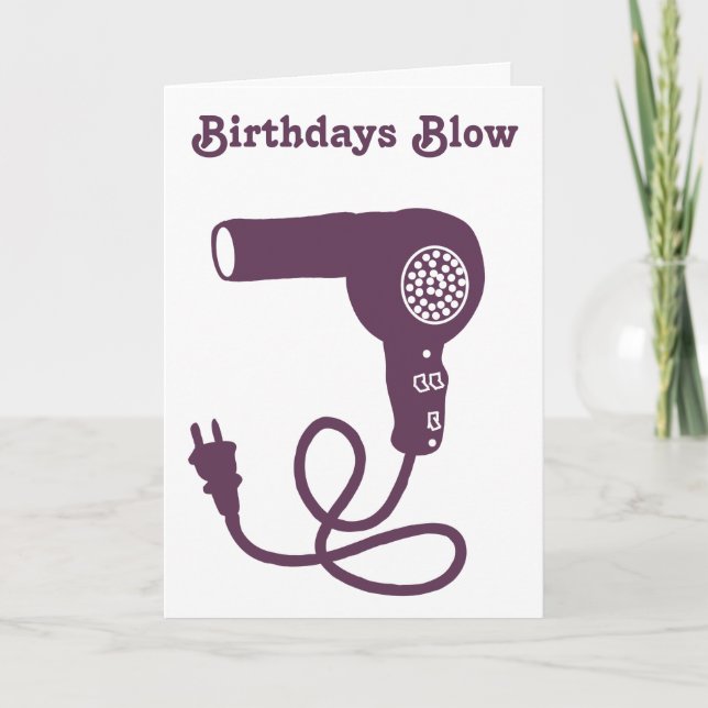 Carte Sèche-cheveux violet pour message personnalisé pou (Devant)