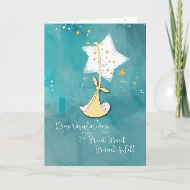 Carte Second Great Great Grandchild, Congratulations (Devant)