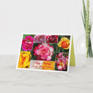 Carte Secret Soeur Joyeux Rose Anniversaire Collage Jaun