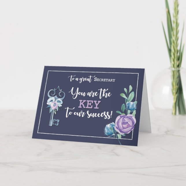 Carte Secrétaire Admin Pro Jour clé de succès (Devant)