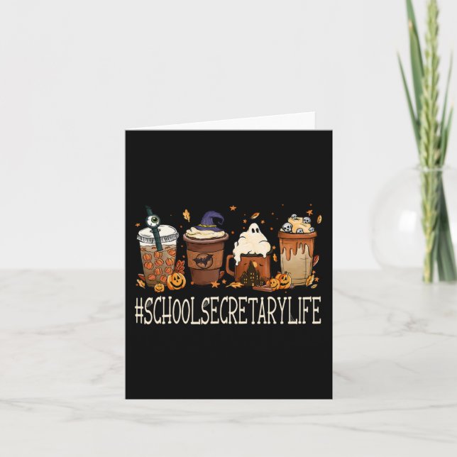 Carte Secrétaire de l'école Horror Fall Café Halloween P (Devant)