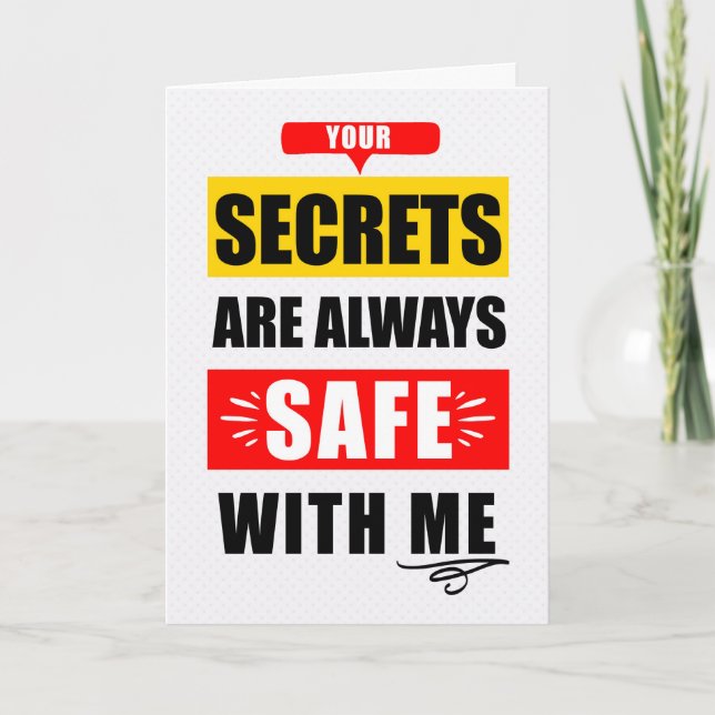 Carte Secrets d'Encouragement Drôles Sûrs avec Moi Typog (Devant)