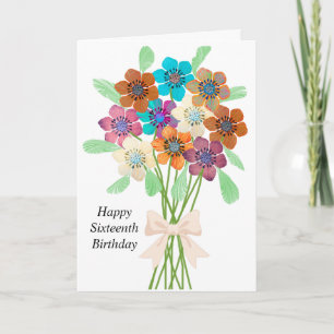 Carte Seizième anniversaire avec Bouquet de fleurs