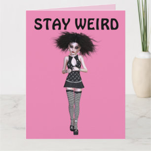 CARTE SÉJOURNEZ DES AMIS WEIRD GOTH GIRL BIRTHDAD CARDS