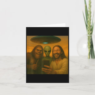 Carte Selfie Bigfoot Jésus Alien - Cryptide Drôle Sasqua