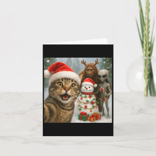 Carte Selfie Chat De Noël Drôle Avec Alien Bigfoot &