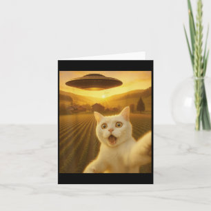 Carte Selfie De Chat Avec Alien Ufo Drôle Cadeaux De Cha