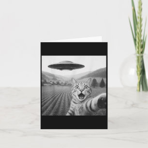 Carte Selfie De Chat Avec Alien Ufo Drôle Cadeaux De Cha