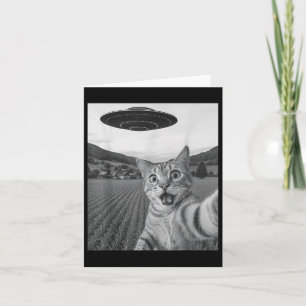 Carte Selfie De Chat Avec Alien Ufo Funny Chat Drôle Ali