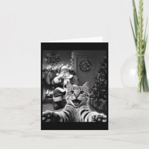Carte Selfie De Chat De Noël Drôle Avec Santa Claus Cute