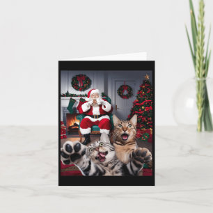 Carte Selfie De Chien De Chat De Noël Drôle Avec Santa C