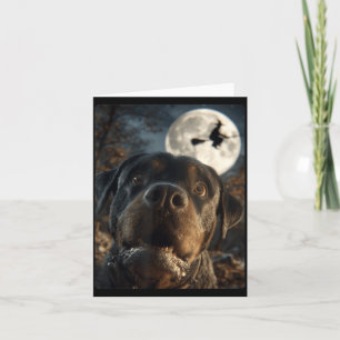 Carte Selfie de Rottweiler drôle Pleine Lune Sorcière vo
